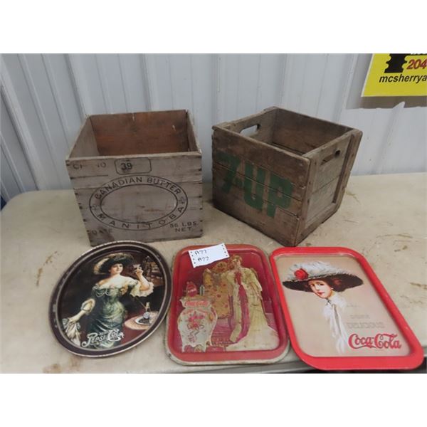 Butter Crate, 7 UP Crate , 3 Trays - 1 Pepsi & 2 Coke