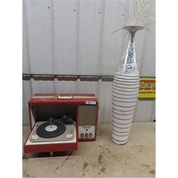 Fonovox Record Player & Modern Vase 39" T
