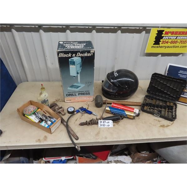 New In Box - Counter B & D Drill Press, Drill Bit , Air Gauge, Snowmobile Helmet Plus More!