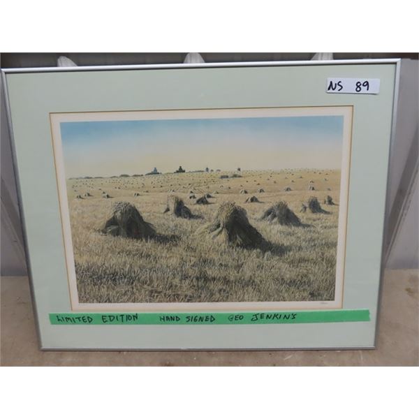 Framed Wheat Sheaf Print - Limited Edition Signed Geo Jenkins 21" x 27"