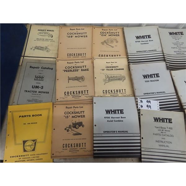 37 Tractor & Implement Manuals, - White & Cockshutt, Black Hawk Plus