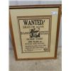Image 1 : Framed Horse Thief Reward Poster / Picture - Frame Is 22" x 26"