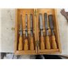 Image 2 : Wood Chisel Set- Measuring Devices, Small Bolt Cutter, Metal Lock Box w Key