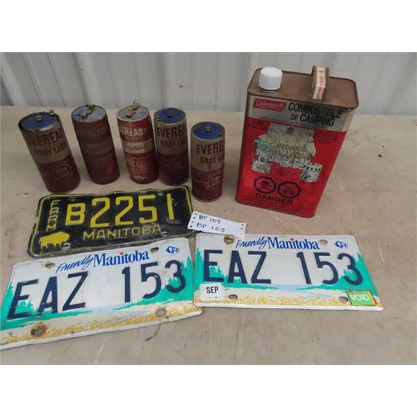 License Plate,  & Every Ready Dry Cells