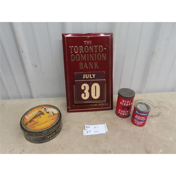 Toronto Dominion Bank Calendar, Blue Ribbon Tin Plus More!