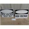 Image 1 : 2 Metal  High Voltage Signs 10" x 14"