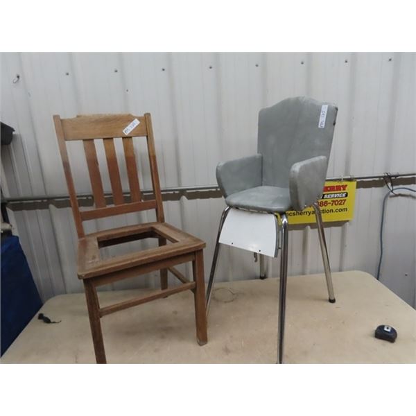Retro High Chair & Wooden Chair