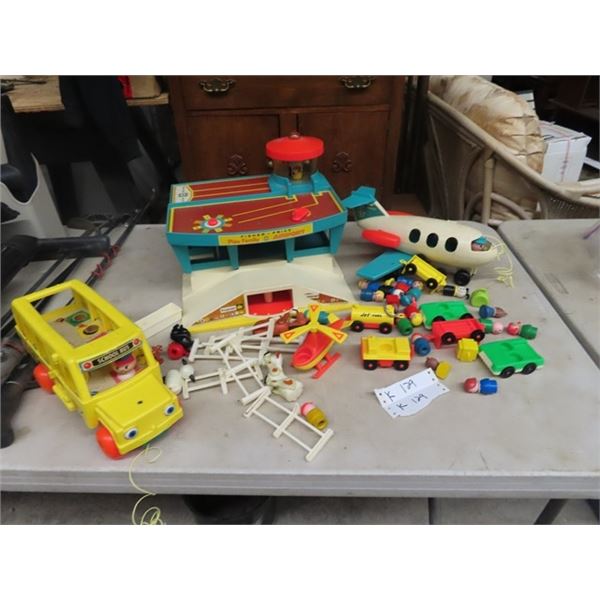 (K) Fisher Price Toys - Airport Plane, School Bus, Helicopeter, Fisher Price People Plus More!