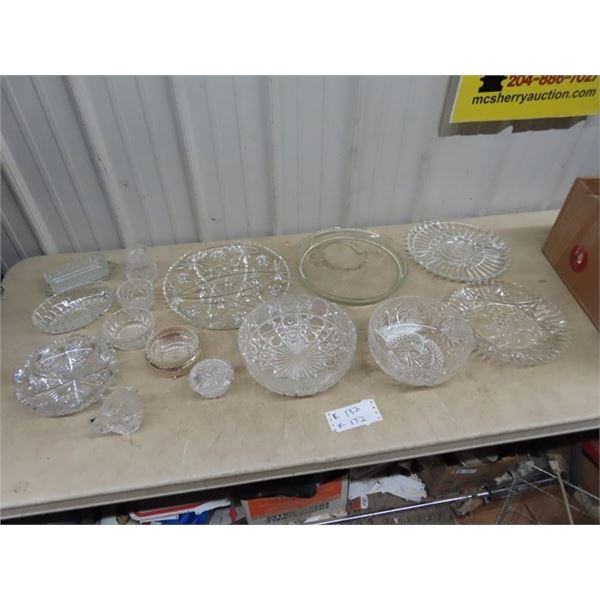 (K) Crystal / Cut Glass Bowls, Trays, Covered Dish, C & S Plus More!