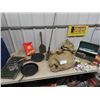 Image 1 : Fishing Tackle & Box ( Full ) , Fishing Rod, 2 Cast Frying Pans, BBQ, Camping Shovel, Canvas Carry &
