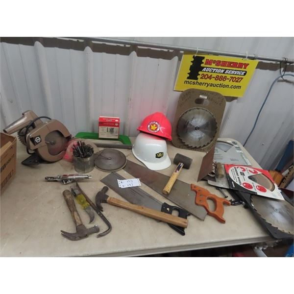 (K) Carpentry Tools, Power Circ Saw, Hand tools, Hand Saws, Hammer & Circ Blades, Drill Bits Plus Mo