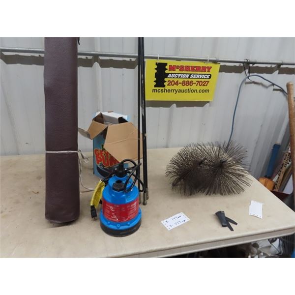 (K) New Simone Mdl 2300 Submergible Pump , Chimney Sweep, & Upholstery  Material