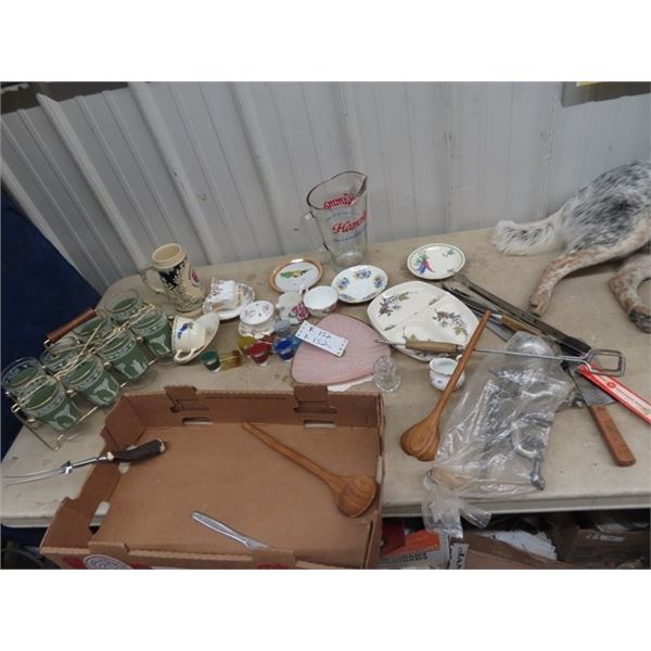 (K) Glasses, China C & S , Beer Pitcher & Utensils, Plus More!