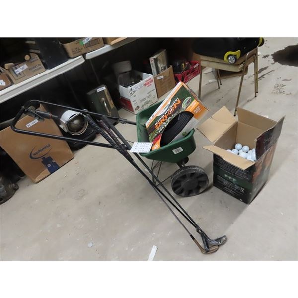 Approx 200 Golf Balls, Many w Company Logo's 3 Golf Putters & Yard Fertilizer & Edging