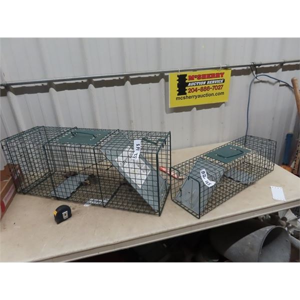 2 Live Traps 1) 10" x12" x 32" 1) 7.5" x 7.5" x 24