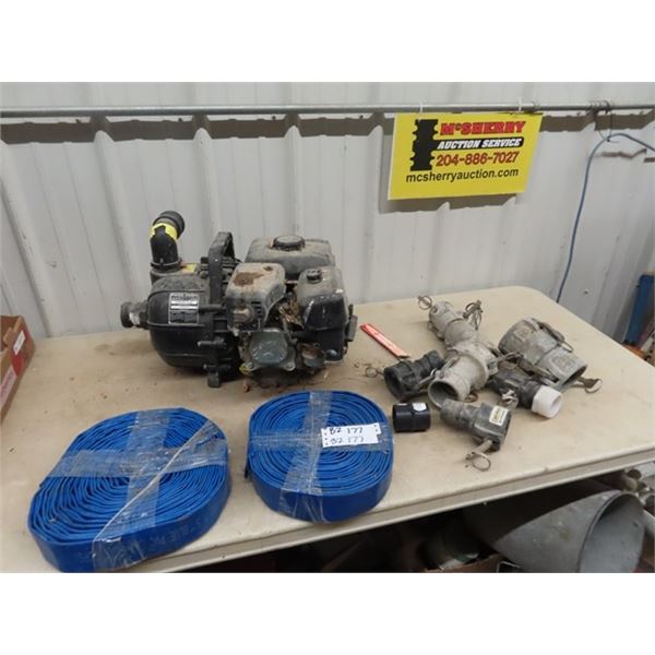 B & S 127 cc 2" Pacer Water Pump w Hose & Connetors - From Estae - Not Running From Sitting