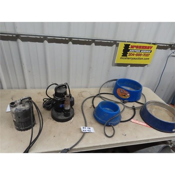 2 Submergible Water Pumps, 3 Heated Dog Dishes