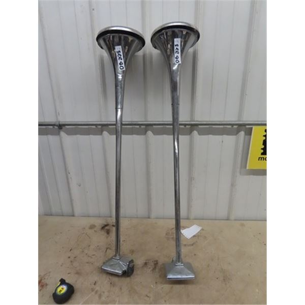 2 Chrome Air Horns 38"  Long