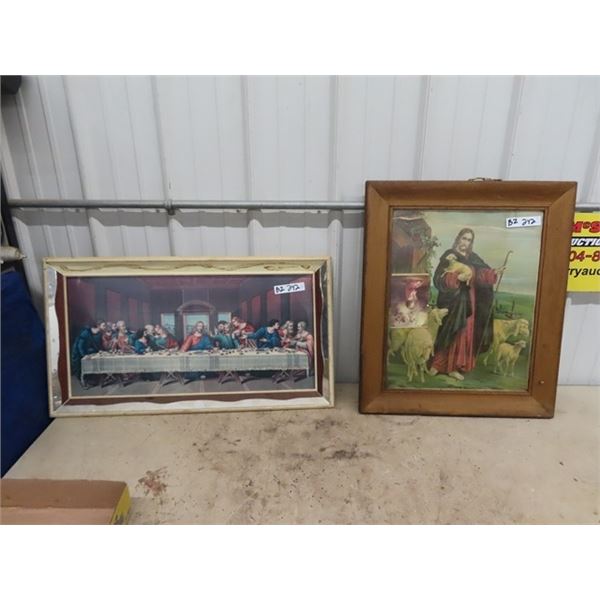 2 Religious Icon Pictures 1) 21" x 26" 1) 31" x 18"