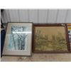 Image 1 : Owl Numbered Print By H Nortt- 25" x 31" & Picture of Stream - 27" X 33.5"