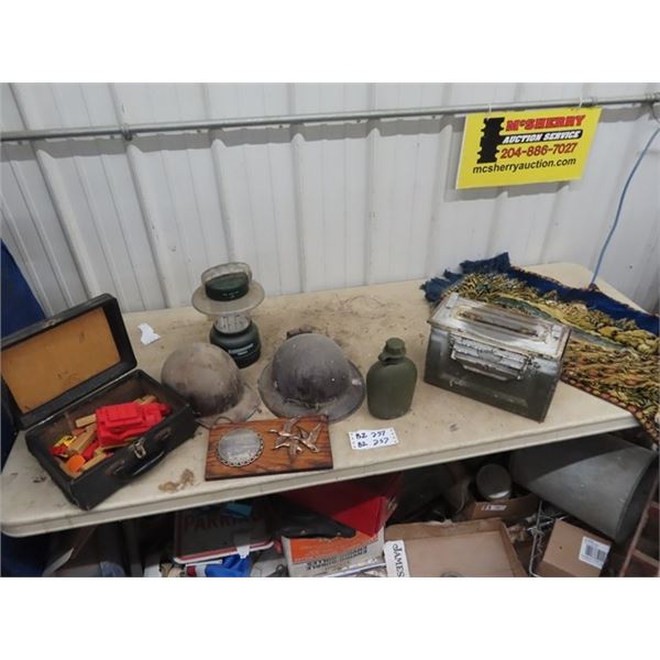 Military Metal Ammo Box, Mining Helmet, Old Building Toy Bricks Plus More!