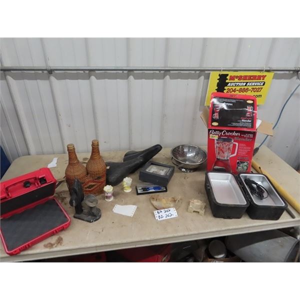New Betty Crocker Blender, 12 V Smaller Cooler, Alabaster Ashtray, Bike Seat Plus More!