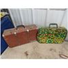Image 3 : 2 Retro Hippy Suitcases, Leather Suitcase, & Child Red Wagon