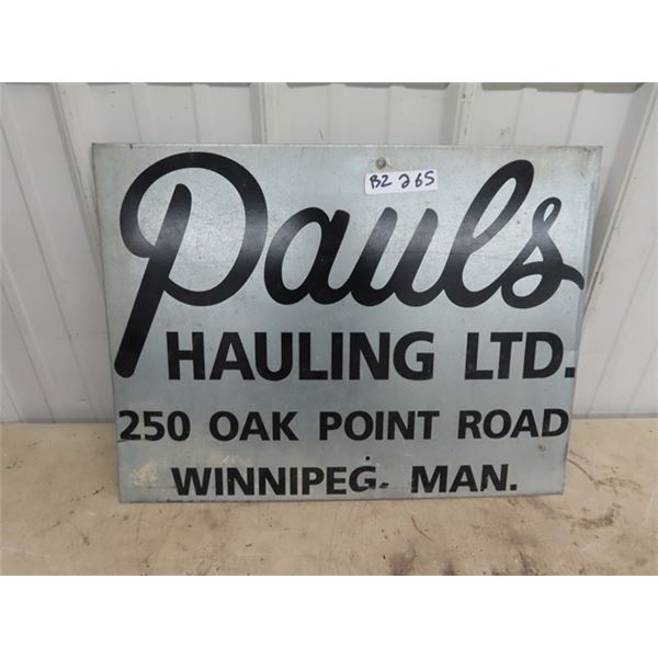 Metal Paul's Hauling Sign 18" x 24"