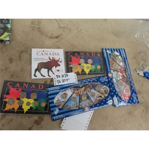 2013 Canada Everyday 50 Cents, Canada 2005, & 2006 Coinc Sets- Penny to Toonie, 2000 & 1999 Canada &