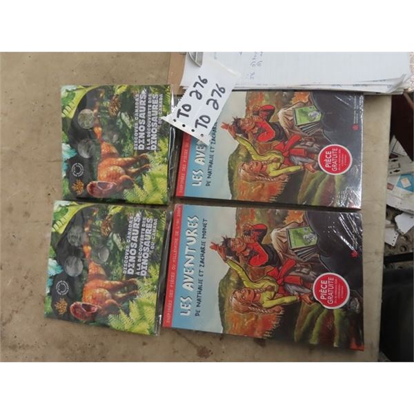 2) Royal Canadian Mint Sets - Discover Canada's Dinosaurs, & 2) Sets in French