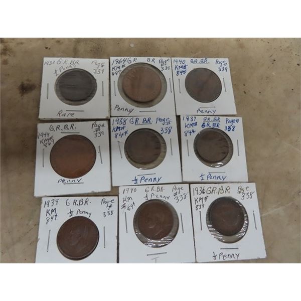 England Penny , 1/2 Penny 1933-1964