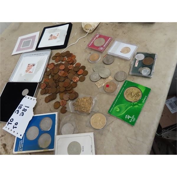 USA Pennies, Various Tokens, Canada 1 Dollar Coins, Plus More