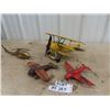 Image 1 : Vintage Metal Toy Planes & Brass Helicopter