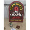 Image 1 : John Smith Liquor Sign 27" x 19" , Labatt's t0 Lighter, & Ashtray