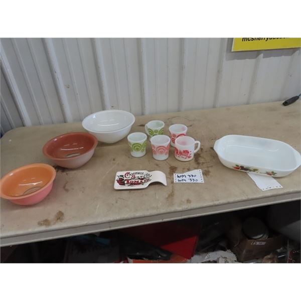 Fire King Cups Plus Casserole & Mixing Bowls
