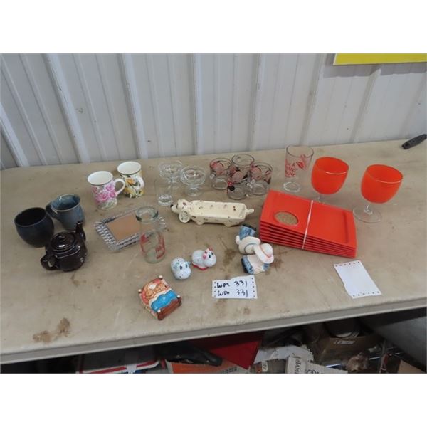 Mickey Mouse Cups , S& P , Labelled Milk Bottle , Ornaments Plus More!