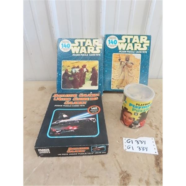 1967 Playboy Puzzle, 2 Star Wars Puzzles, Battlestar Galactica Puzzle