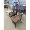 Image 2 : 3 Wooden Chairs 1) Pressed Back North Wind 1) Painted Hoop Back 1) DR w Upholstered Seat