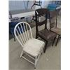 Image 4 : 3 Wooden Chairs 1) Pressed Back North Wind 1) Painted Hoop Back 1) DR w Upholstered Seat