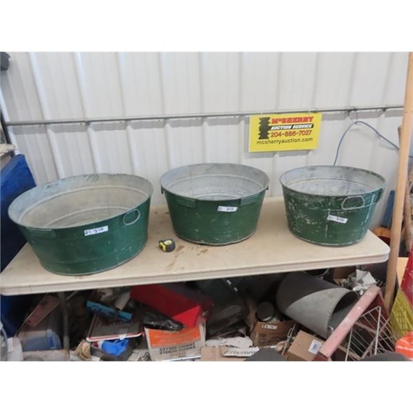 3 Galvanized Tubs 1) 25" RD 1) 22" RD & 1) 19" RD  Is McCeary
