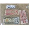 Image 1 : 1973 1 Dollar Canadian Bill, 1-1974 2 Dollar Canadian Bill, & 1986 2 Dollar Canadian Bill