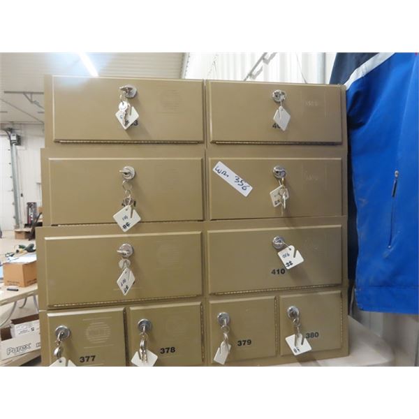 10 Metal Mail Boxes = 3 Stacks of 2 Boxes & 1 Stack of 4 Boxes