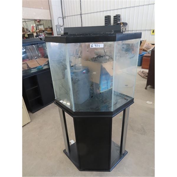 Aquarium & Stand w Accessories Aqaurium is 25" x 22" X Up to 22"  & Stand Size 29" x 22" x Up to 22"