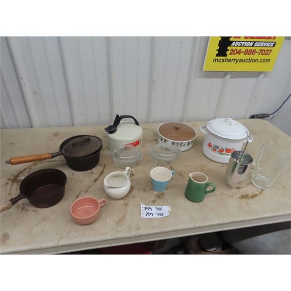 Cast Pots, Kettle, Pyrex Plus More!