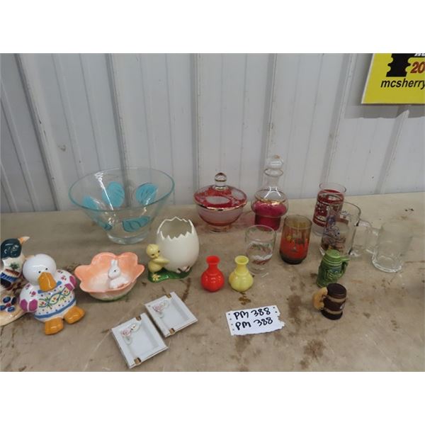 Cranberry Glass, Candy Dish & Decanter, Glassware, Ornaments & Vases