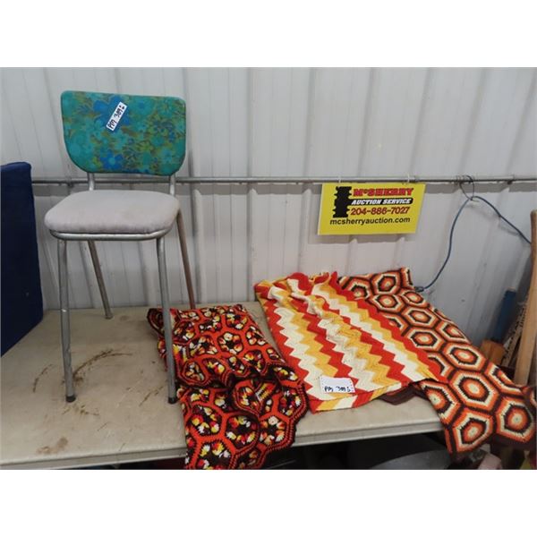3 Afghans & High Chair