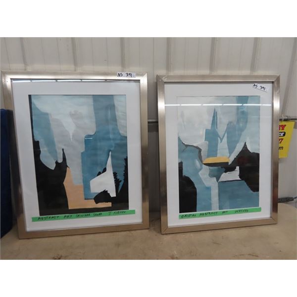 2 Original Abstract Art 1) Signed J, Kibsey - Both Are 32" x 26"