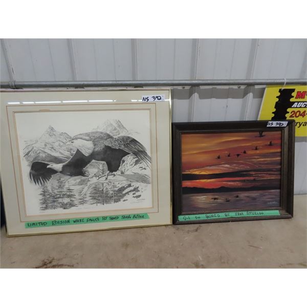 2 Items -1) Print Ltd Edition Signed Shelia Butler 22" x 26" & 1) Oil On Board by Erna Apperlou 17" 