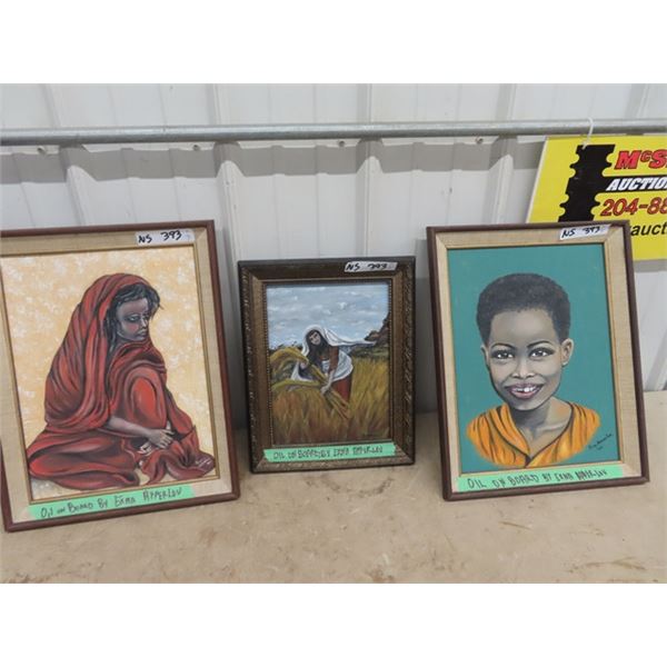3 Oil Paintings on Board by Erna Apperlou 2) 18.5" x 14" & 1) 12" x 15"