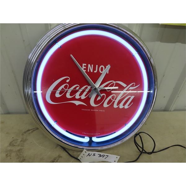 Neon Coca Cola Clock  14" RD